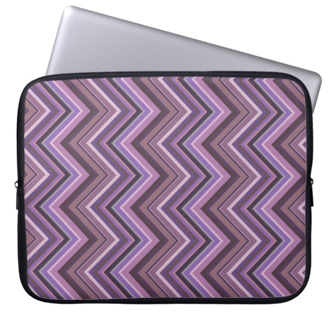 Mauve zigzag stripes laptop sleeve (Front)