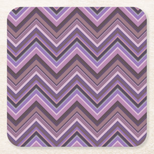 Mauve zigzag stripes square paper coaster