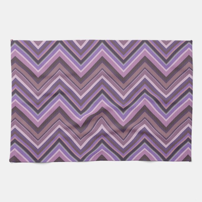 Mauve zigzag stripes tea towel (Horizontal)