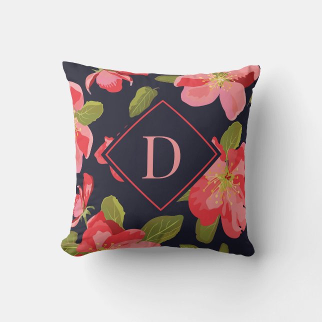 Mauvelous Floral Pattern Monogram Cushion (Front)