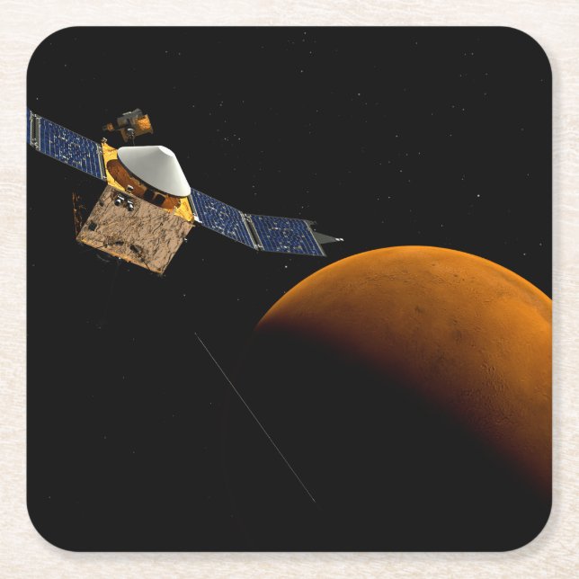 Maven Spacecraft. Square Paper Coaster (Front)