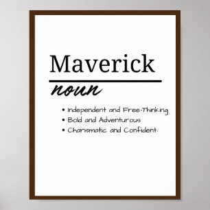 Maverick, Boy Personalised Name Definition Poster