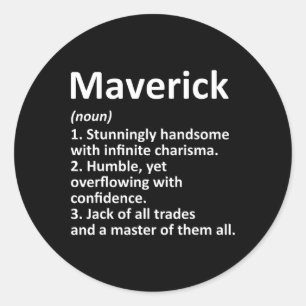 Maverick Definition Personalised Name Funny Birthd Classic Round Sticker