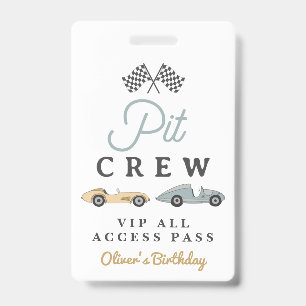 MAVERICK Race Car Birthday Party Pit Crew VIP Pass ID Badge