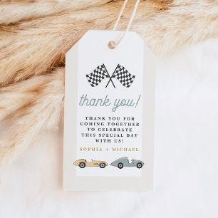 MAVERICK Retro Vintage Pastel Race Car Thank You Gift Tags