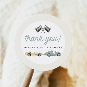 MAVERICK Vintage Retro Race Car Birthday Thank You Classic Round Sticker