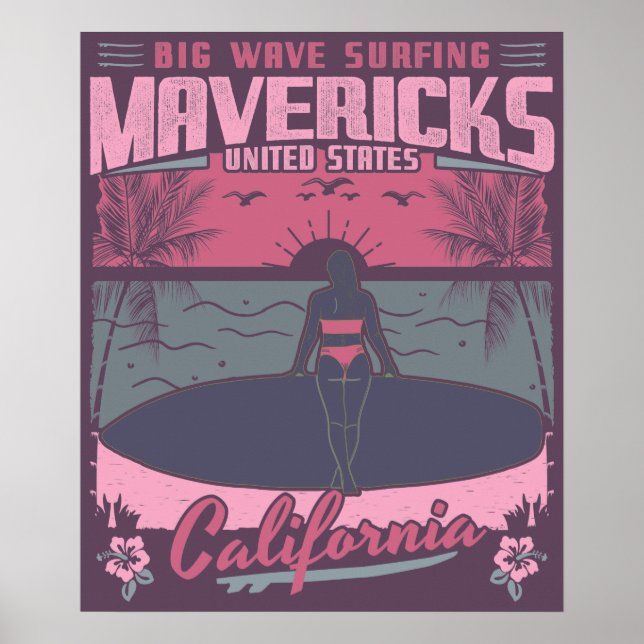 MAVERICKS CALIFORNIA - BIG WAVE SURFING POSTER (Front)