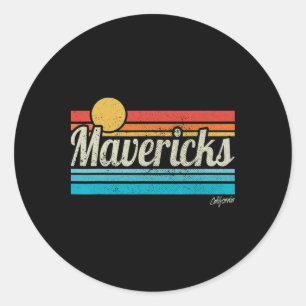 Mavericks California Retro Sunset Surf Trip I Love Classic Round Sticker