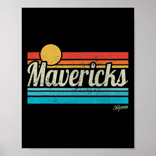 Mavericks California Retro Sunset Surf Trip I Love Poster (Front)