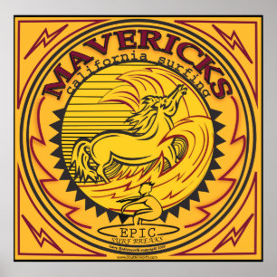 MAVERICKS CALIFORNIA SURFBREAK SURFING POSTER
