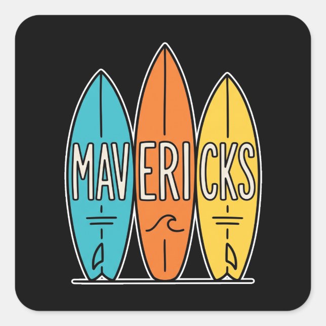 Mavericks Surfboards Trio Square Sticker (Front)