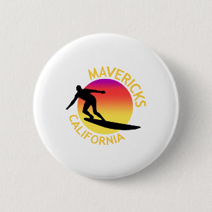 Mavericks Surfing California Vacation 6 Cm Round Badge