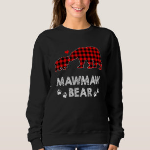 Mawmaw Bear Women Red Plaid Christmas Pajama Famil Sweatshirt