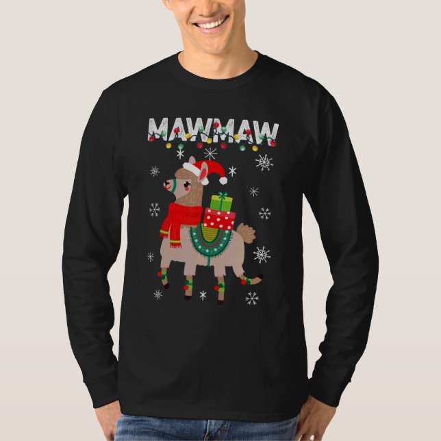 Mawmaw  Christmas Llama Lights Matching Family T-Shirt (Front)