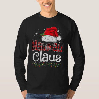 Mawmaw Claus Santa Hat Red Plaid Buffalo Christmas T-Shirt
