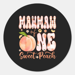 Mawmaw of one sweet peach 1st birthday girl party classic round sticker
