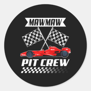 Mawmaw Pit Crew Racing Family Race Car Birthday Classic Round Sticker