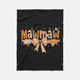 Mawmaw Pumpkin Fall Coquette Bow Thanksgiving Mum Fleece Blanket