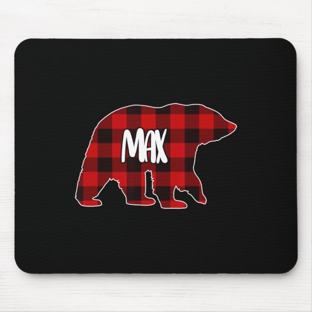 Max Bear Custom Red Buffalo Plaid Christmas Pajama Mouse Pad (Front)