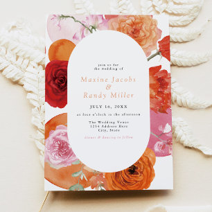 MAX Bold Fuchsia & Cobalt Floral Wedding Invitation
