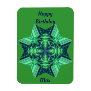MAX Green Blue Birthday card Octagonal Star ~  Magnet