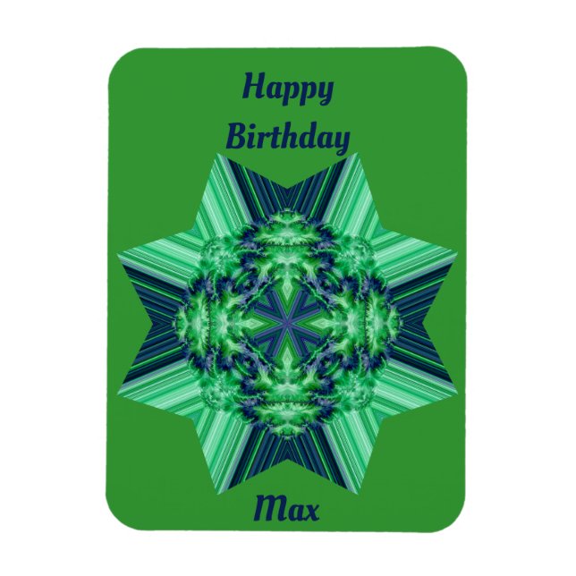 MAX Green Blue Birthday card Octagonal Star ~  Magnet (Vertical)