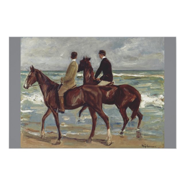 Max Liebermann: Two Riders on the Beach Art Poster (Front)