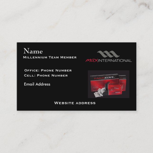 Max Millennium Team Business Card (Front)
