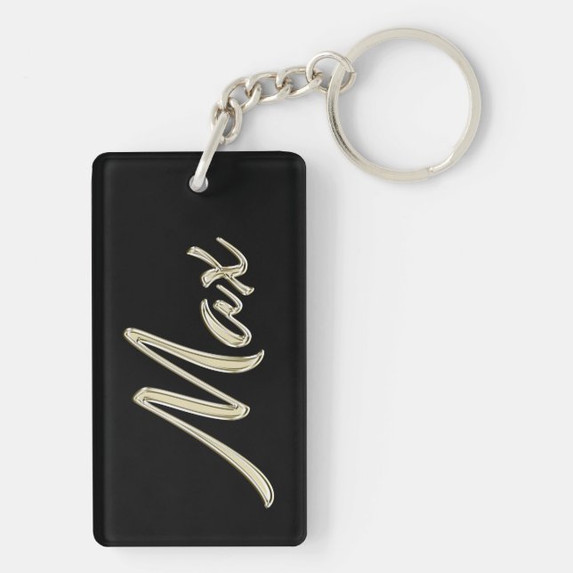 Max Name white gold keychain pendant (Back)