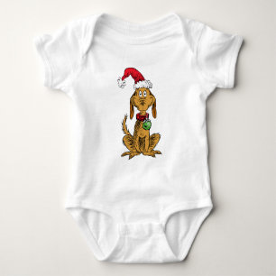 Max the Dog in Santa Hat Baby Bodysuit