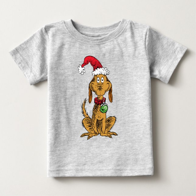 Max the Dog in Santa Hat Baby T-Shirt (Front)