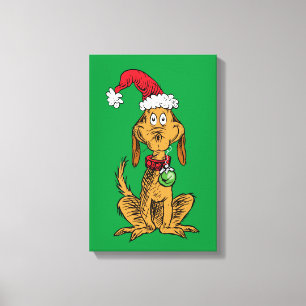Max the Dog in Santa Hat Canvas Print
