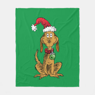 Max the Dog in Santa Hat Fleece Blanket