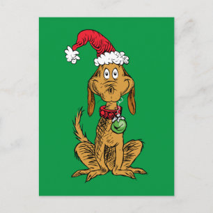 Max the Dog in Santa Hat Postcard