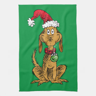 Max the Dog in Santa Hat Tea Towel