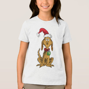 Max the Dog in Santa Hat Tri-Blend Shirt