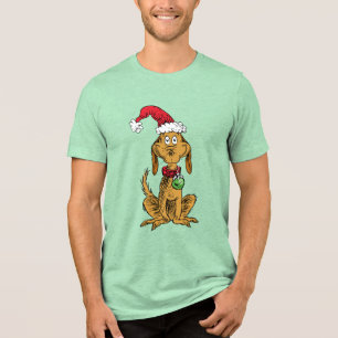 Max the Dog in Santa Hat Tri-Blend Shirt