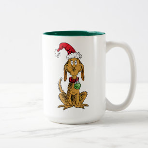 Max the Dog in Santa Hat Two-Tone Coffee Mug