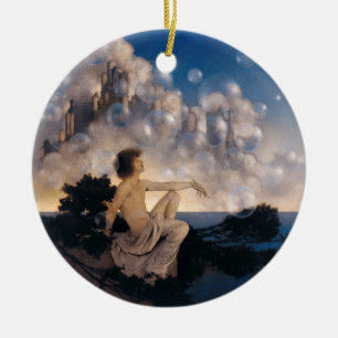 Maxfield Parrish Air Castles 1904 Vintage Fantasy  Ceramic Tree Decoration