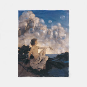 Maxfield Parrish Air Castles 1904 Vintage Fantasy  Fleece Blanket