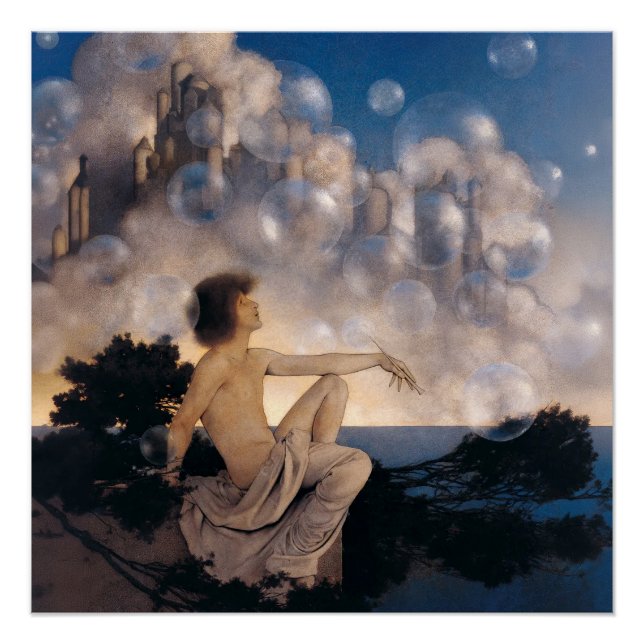Maxfield Parrish Air Castles 1904 Vintage Fantasy  Poster (Front)