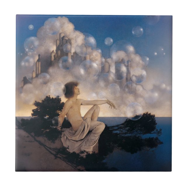 Maxfield Parrish Air Castles 1904 Vintage Fantasy  Tile (Front)