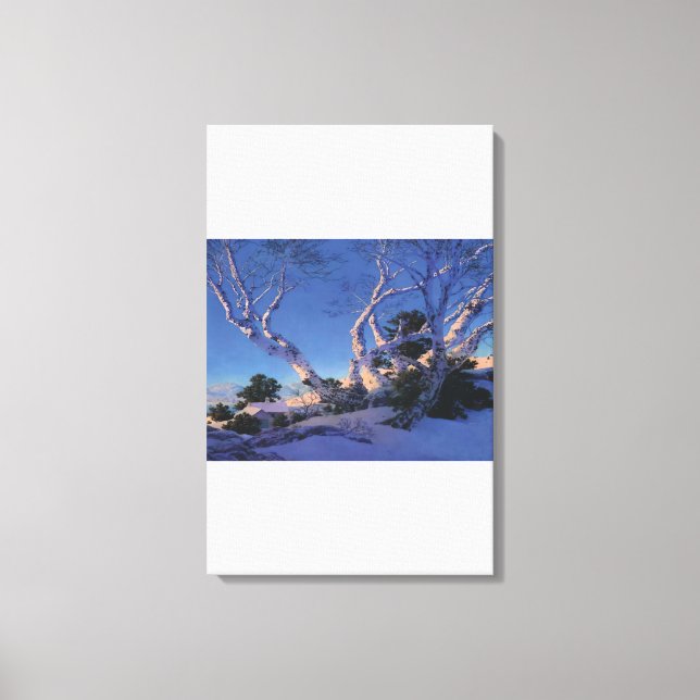 Maxfield Parrish - Birches in Winter Canvas Print (Front)