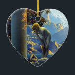 Maxfield Parrish Daybreak Ceramic Tree Decoration<br><div class="desc">"Daybreak" Maxfield Parrish, 1922, , shows a dreamy scene of a young woman lying between two columns with a lapis blue background landscape. Standing over her is a mysterious androgynous spirit. This vintage print was one of the most popular of its time. Commissioned by the art publishing firm, House of...</div>