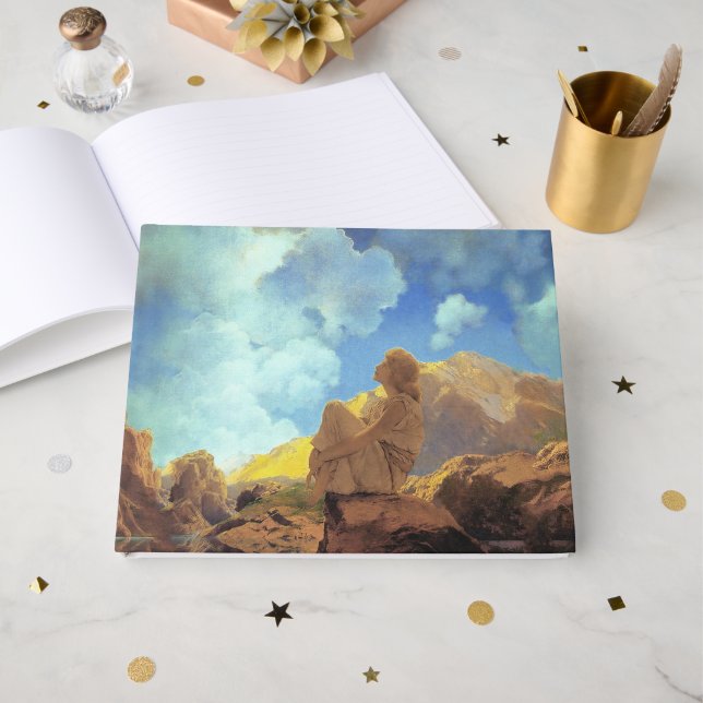 Maxfield Parrish Morning 1922 Cloud Blue Fine Art Guest Book (Front Open)