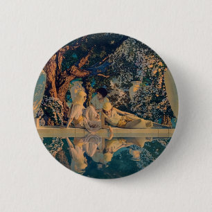 Maxfield Parrish The Garden of Allah 1918 Fine Art 6 Cm Round Badge