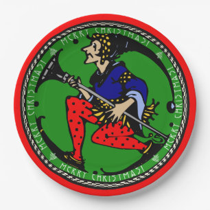 Maxfield Parrish-y Christmas Elf (Cookie Tray) Paper Plate