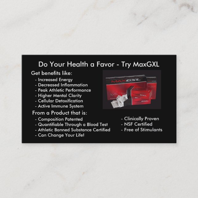 MaxGXL Product Cards (Front)