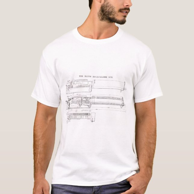 Maxim Machine gun vintage diagram  T-Shirt (Front)