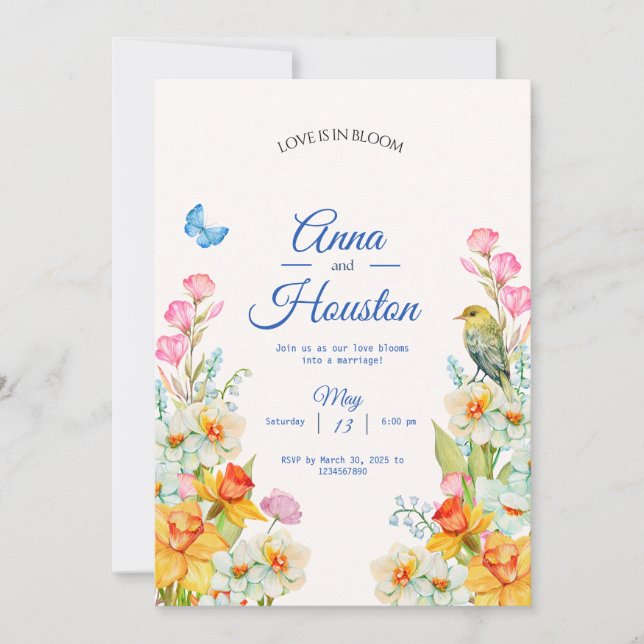 Maximal flower wedding invitation (Front)
